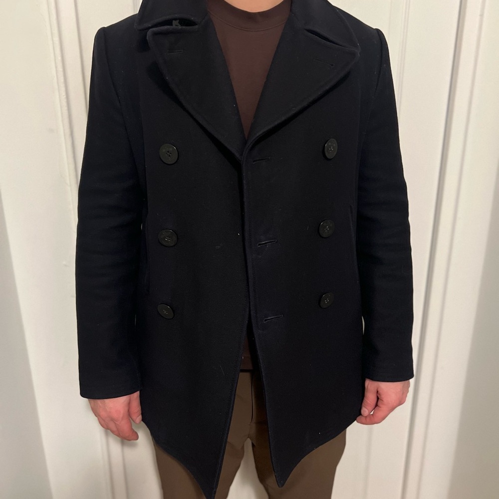 Club Monaco Men's Black Wool Peacoat